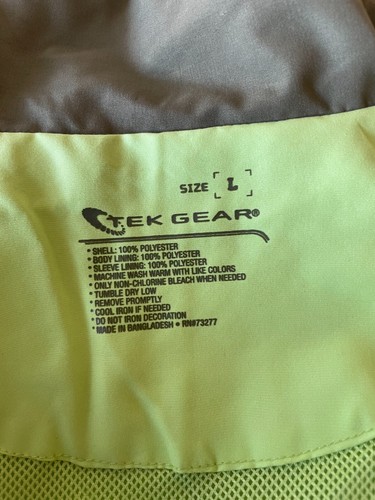 Tek Gear Giacca Donna Taglia Large Verde Lime Grigio Atletico Cerniera Completa Frangivento - Foto 8 di 9
