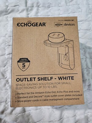 New Echo Gear Outlet Shelf Model EGOS1-W1 For Amazon Devices