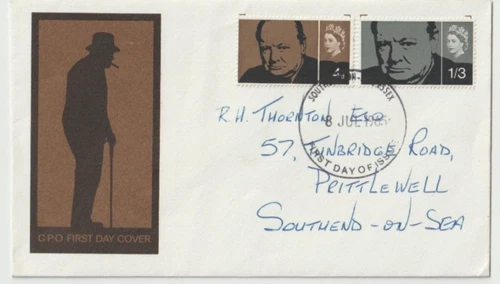 8/7/1965 UK GB FDC - Sir Winston Churchill - Silhouette of Churchill - Southend