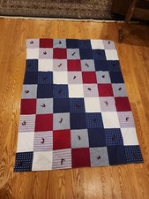 4th of July Patriotic Stars Decor Blue Red White Quilt 4.5ft x 3.5ft Handmade
