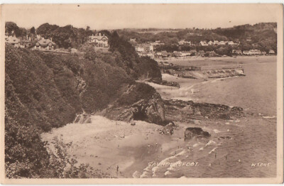 Postkarte ''Sepiatype'' von Saundersfoot Valentinstag Shows Strände Badegäste Dorf