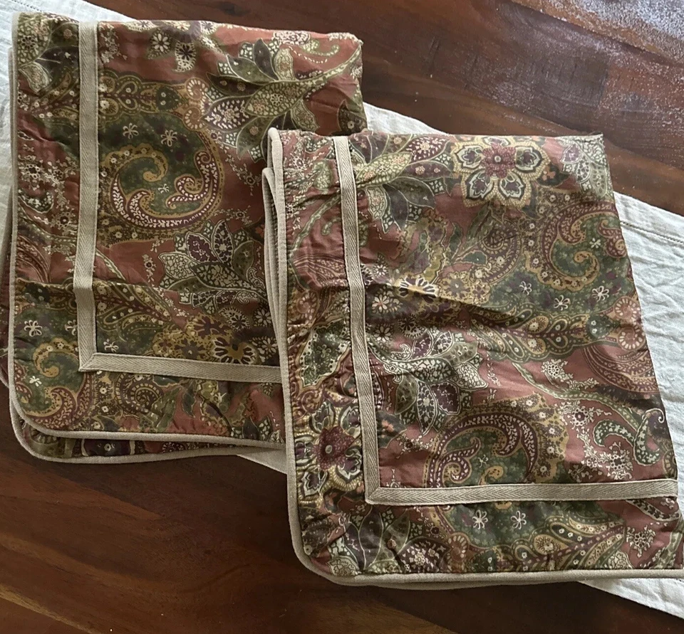 Chaps CHANDLER Ralph Lauren Almohada Shams 2 Par Marrón Floral Paisley Estándar Foto 3 de 4