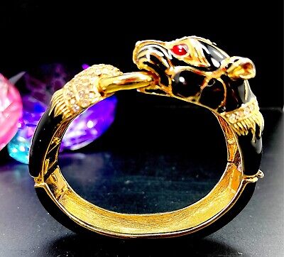 CINER BLACK ENAMEL CRYSTAL RED RHINESTONE PANTHER DOOR CINER BLACK ENAMEL CRYSTAL RED RHINESTONE PANTHER DOOR