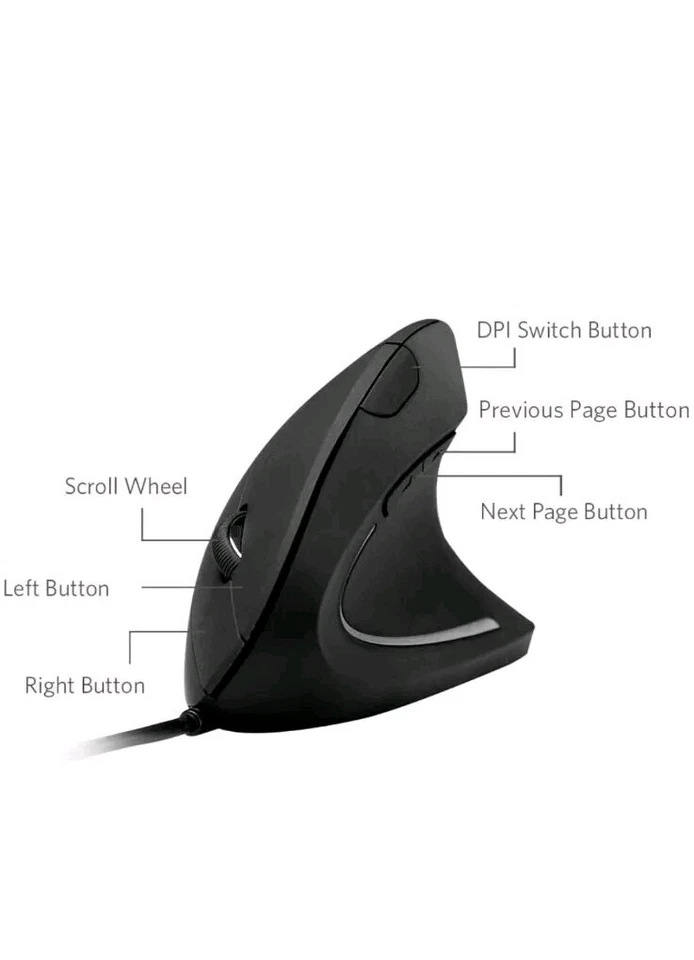 Anker Ergonomic Optical Vertical Mouse 1000/1600 DPI 5 Key Gaming Mice|USB Wired - Image 2 of 4