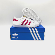 adidas Superstar C White Bold Pink Shell Toe Sneakers Kids 1.5 / 33 EU BA8382