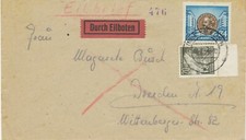 DDR 1954 70.Todestag Karl Marx 84 Pf und 20 Pf Werktätige vor Kurhaus Bad Elster