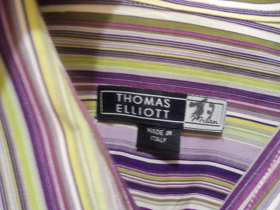 Thomas Elliot mens XXL long sleeve Striped shirt Milan Italy - Image 2 of 4