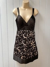 Guess Sleeveless Black White Side Zip Empire Dress Size S