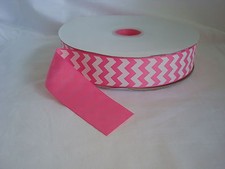 100 YARDS - 1.5"-1 1/2" Hot Pink White Chevron Grosgrain Ribbon-100 Polyester