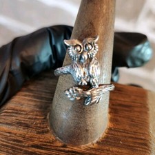 925 Sterling Silver Owl Bird Wisdom Branch Unique Ring Athena Sz 9.75
