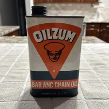 Vtg Oilzum Bar & Chain Oil 1 Quart Oil Can Tin White & Bagley Co Gas Oil Station