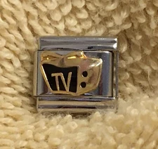 TV, television set 9mm Italian Modular Link Charm for Bracelet