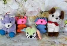 Dan Brechner Plush Lot Stuffed Animal Puppy Dog Blue Orange Neon Purple Bear