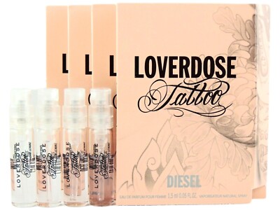 DIESEL LOVERDOSE TATTOO EDP 1.5ml .05oz x 4 PERFUME SPRAY SAMPLE VIALS
