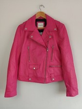 Each X Other Paris Pink Genuine Leather Full Zip Biker Jacket - Women's Large