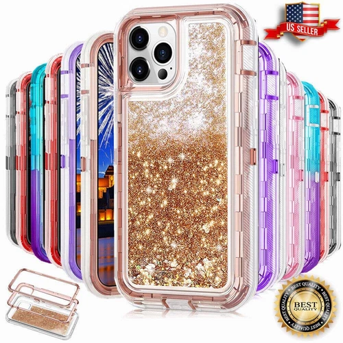 For iPhone 15/14/13/12/11/XR/XS /8/7 Shockproof Defender Glitter Quicksand Case