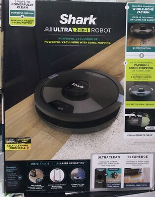 #ad Shark AI Ultra 2 in 1 Robot Vacuum and Mop Black RV2610WD MR $140.00