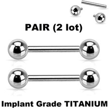 2 Solid TITANIUM Internal Barbell NIPPLE Ring EAR Cartilage Bar Piercing Jewelry