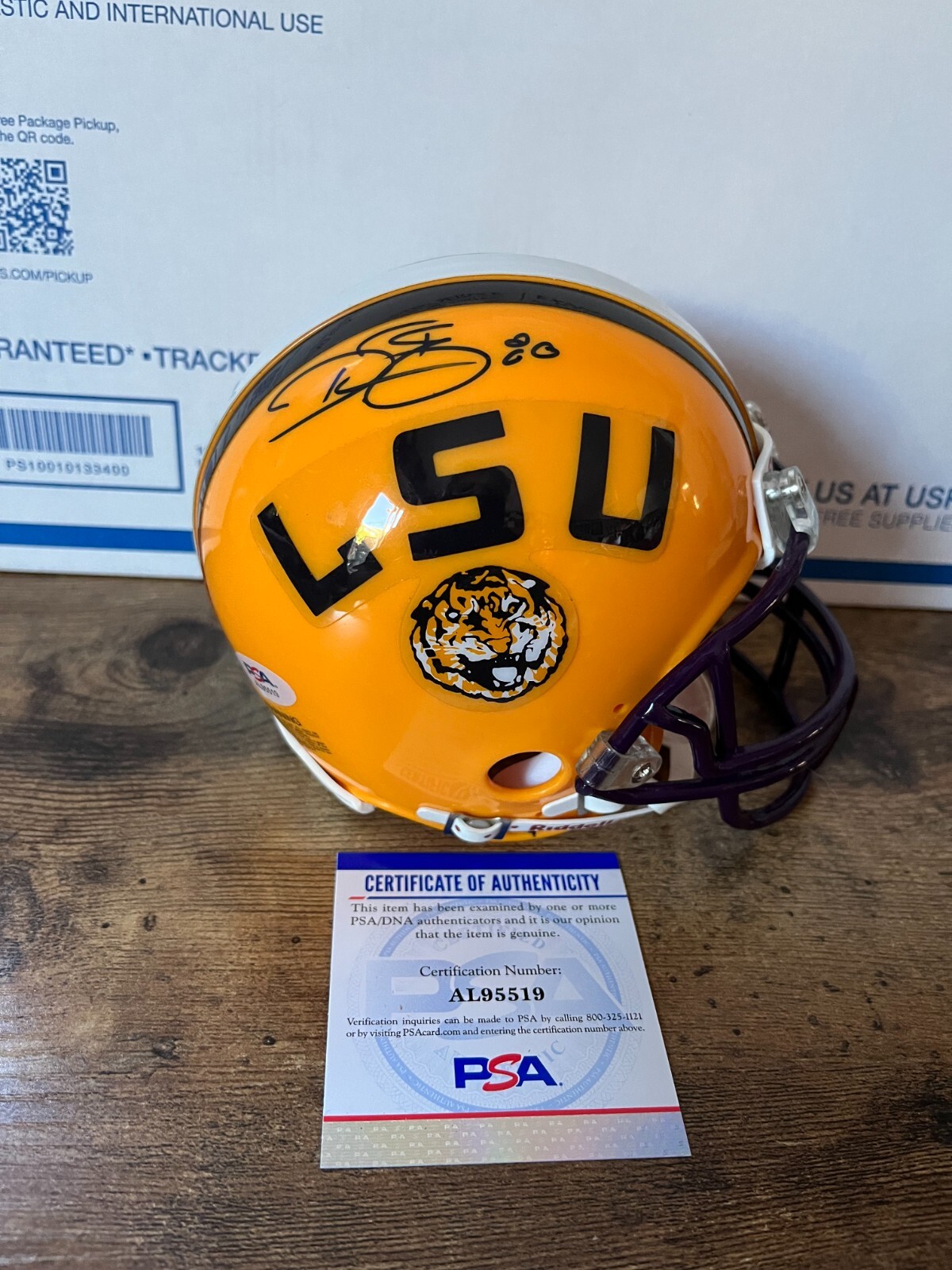 DWAYNE BOWE LSU TIGERS SIGNED MINI HELMET PSA  AL95519