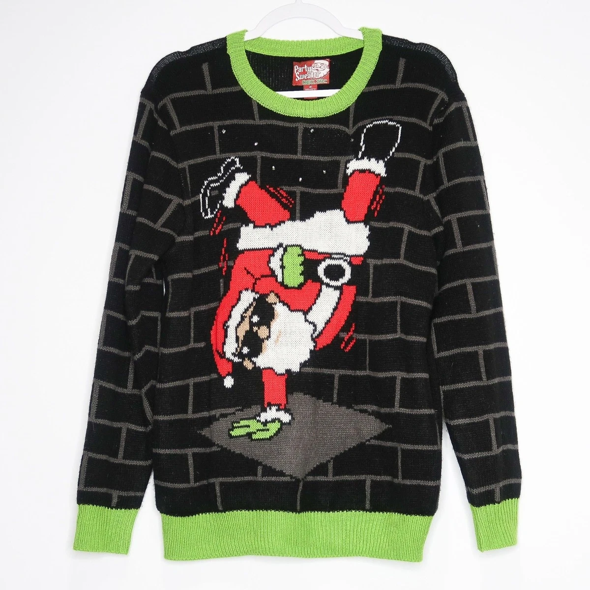 Jumper De Navidad Para Hombre Con Luces LED - Suéter Divertido De Reno Navideño, Tejido De Acrílico, Talla Regular