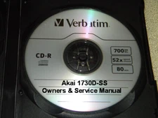 AKAI MODEL 1730D-SS  OWNERS &  SERVICE MANUAL ON A CD FREE SAME DAY SHIPPING