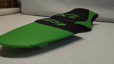Custom Black/Green Seat Covers For Kawasaki ZX6R ZX636 2005-2006 - Front & Rear Vinyl