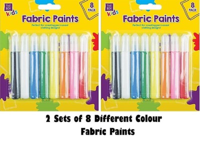 2er Pack Stoffmalstifte 8 Farben T-Shirt Kleidung Permanent Textile Designs