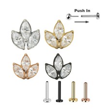 Titan 3er ovale Kristall Stecker Labret Ohr H...