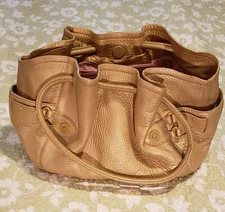 COLE Haan Village Bucket Gold Honey Large Pebbled Leather Shoulder Bag VGC 