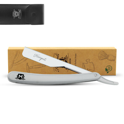 Halsschneider für Männer, Shavette, Kunststoffgriff, Barber Straight Razor, grau