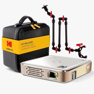 Kodak Luma 75 Ultra Mini Projector Bundle with Overhead Tripod & Case (White)