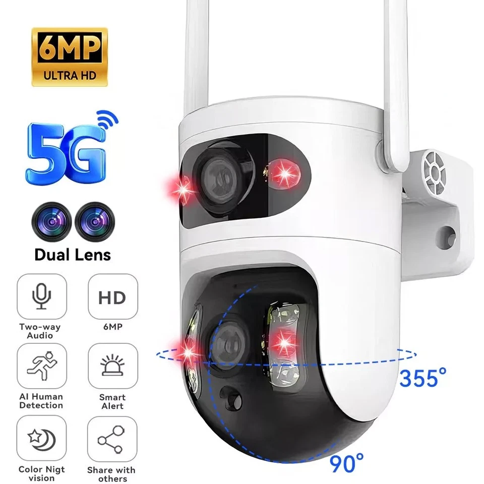 5G WIFI ÜBERWACHUNGSKAMERA 6MP HD FUNK WLAN IP NETZWERK Mini CAMERA Outdoor Dual - Bild 4 von 4