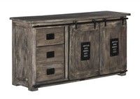 Kommode Mango Massiv Sideboard Grau Industrial Design Schrank Loft Style 150X80