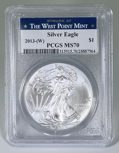 New Listing2013-W $1 American Silver Eagle PCGS MS70 - West Point Label