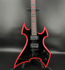 US B.C. Rich Warlock Electric Guitar Black with Red Binding Rosewood Fingerboard