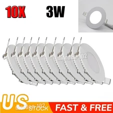 10Pcs 3W 3 Inch Ultra-Thin Round Led Panel Fixture Light Recessed Ceiling Bulbs