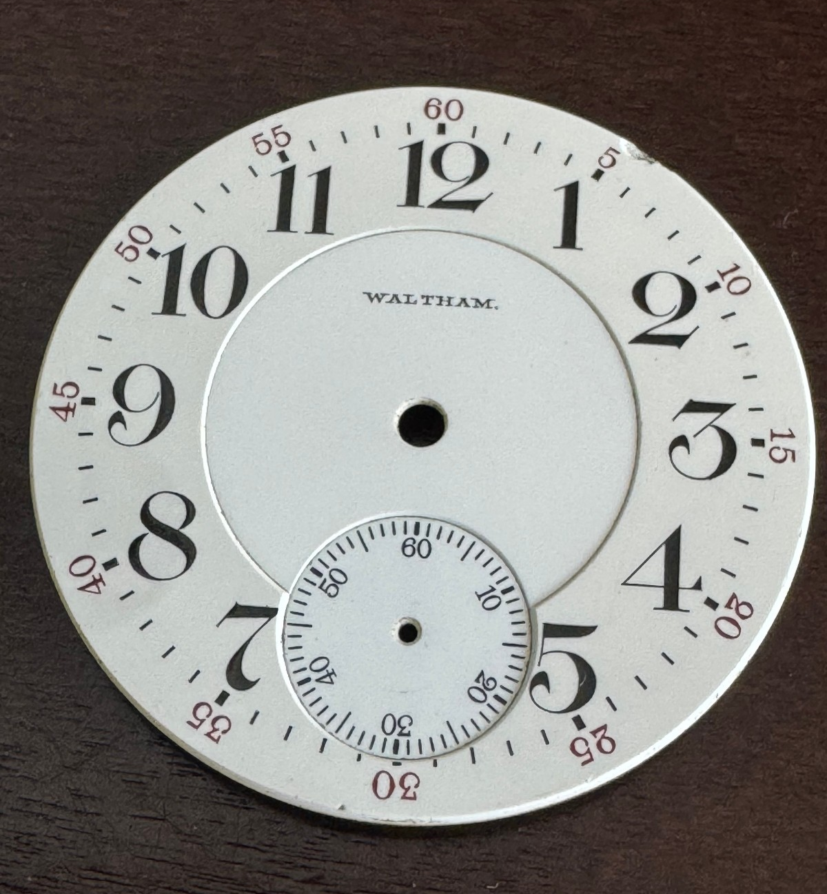 Vintage 16-Size Waltham Railroad Pocket Watch with Double Sunk Porcelain Dial