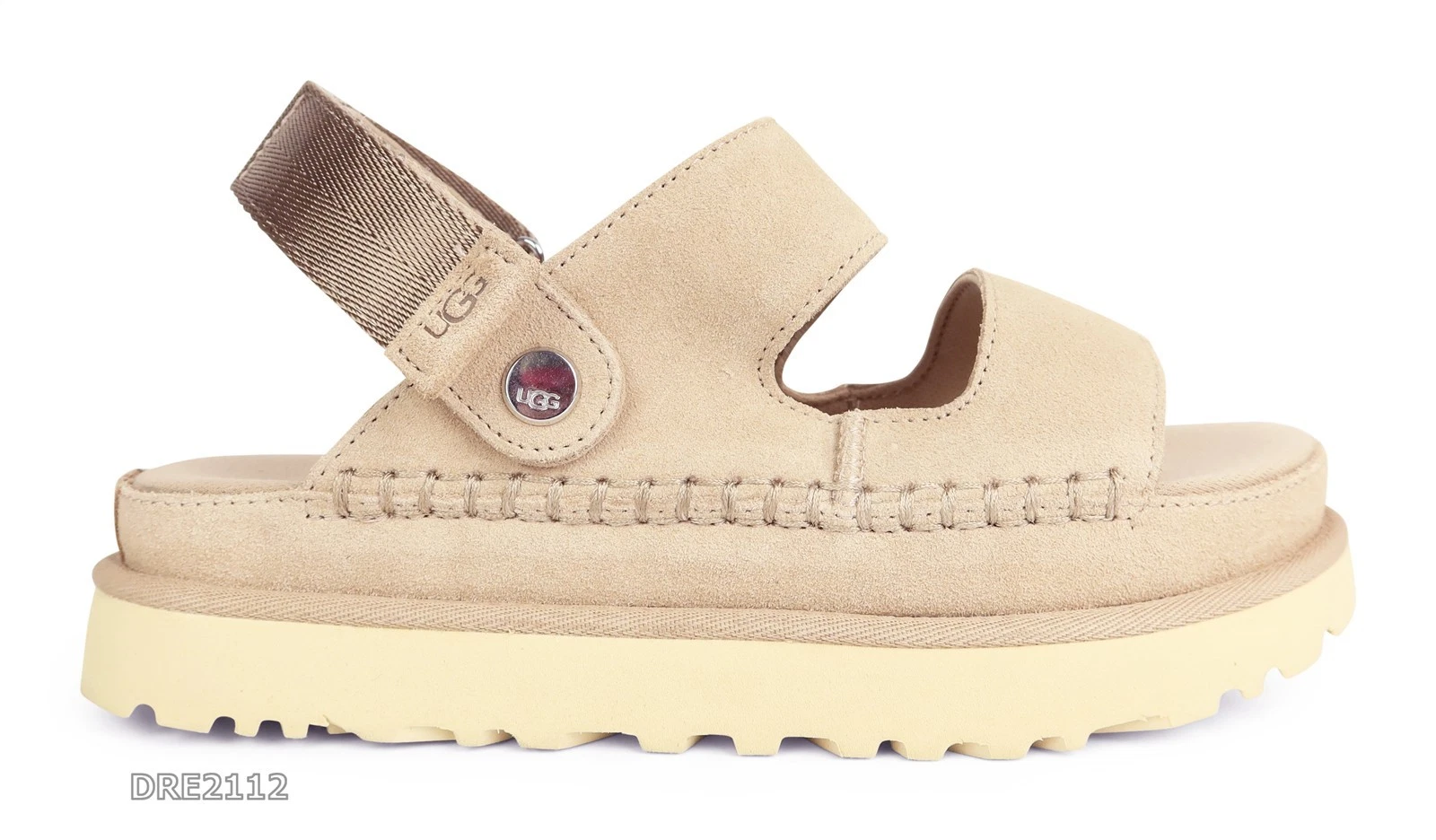 Sandali donna UGG Goldens Glide Sand scamosciati plateau taglia 8 5 *NUOVI*