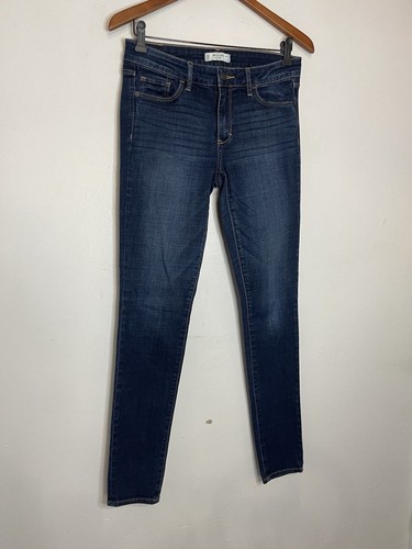 Pantalones de mezclilla ajustados para mujer Abercrombie & Fitch 4R azul tiro medio lavado oscuro - Imagen 2 de 8
