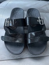 Vionic Pacific Rio black snake orthotic platform wedge slide sandals 8 M / 39