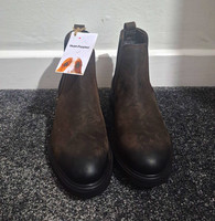Hush Puppies Brown Leather Chelsea Ankle Boots Women's UK 7 Round Toe Pull Tab