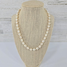 White Freshwater Pearl Necklace Baroque Off  Round Single Strand Elegant 18in....
