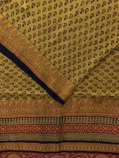 Women Silk Chiffon Yellow Sari Floral Print Indian Wear Lightweight Sari PGS1870
