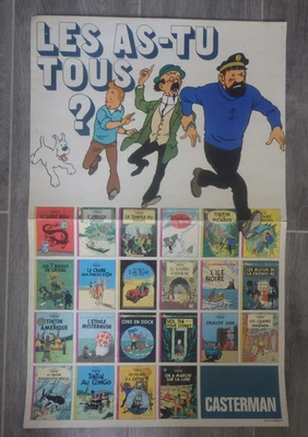 Poster affiche 22 albums Tintin éditions Casterman - Photo 1/2