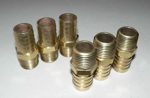 (6) Brass Hose Barb Fittings 3/4" Barb X 1/2" NPT Male Thread Adapter Connect