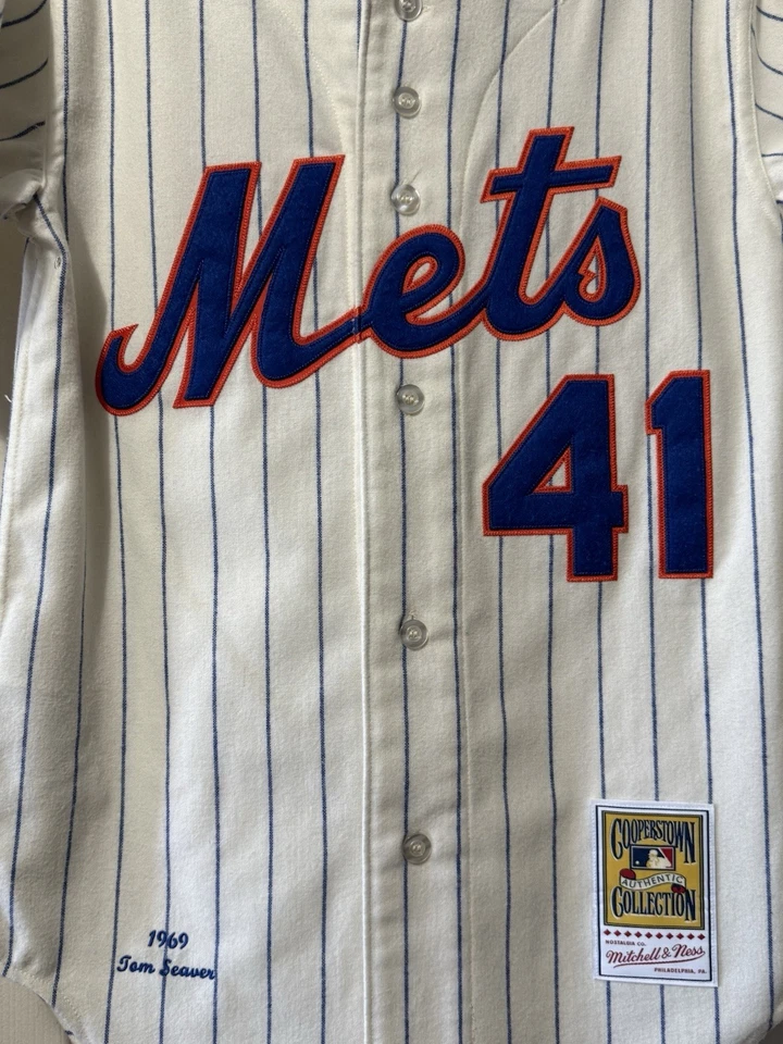 Camiseta deportiva 100 % auténtica Tom Seaver Mitchell & Ness 1969 de los Mets de Nueva York talla 36 S para hombre Foto 2 de 4