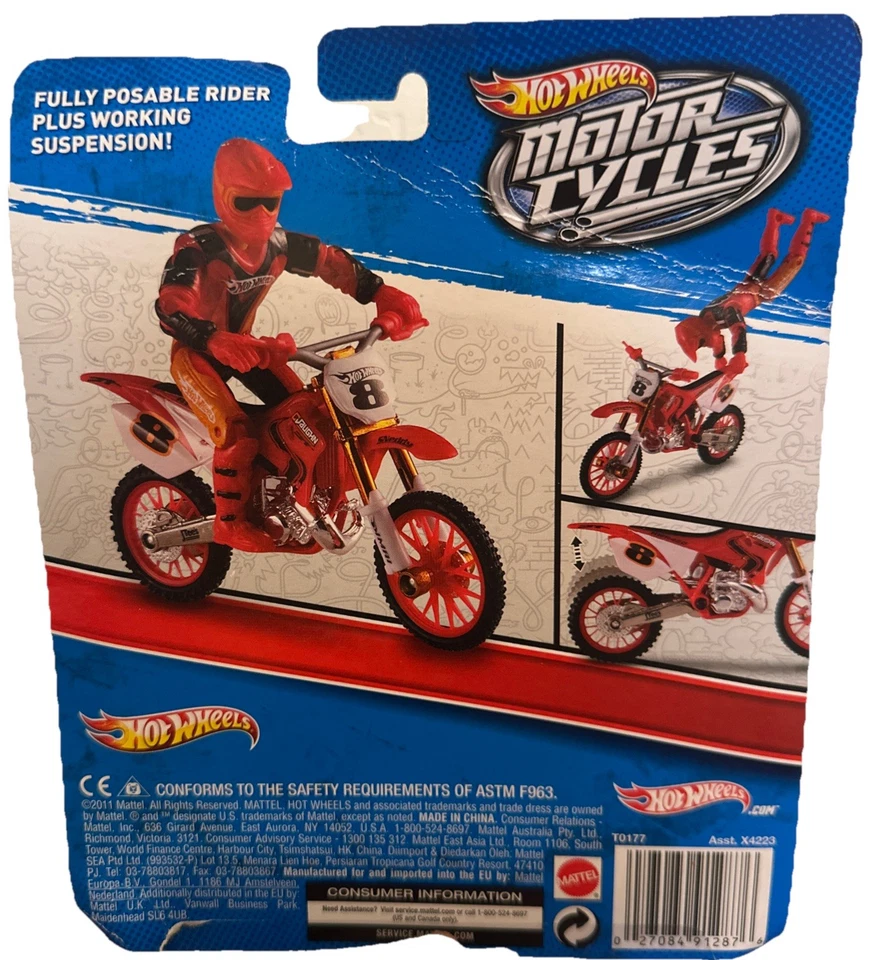 Hot Wheels Motorcycles Moto #8 2011 rojo escala 1:18 nuevo sin abrir raro Foto 4 de 4