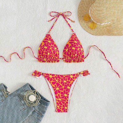 Schnür Badeanzug Bikini für Urlaub bequeme Passform Polyester Elasthan Stoff