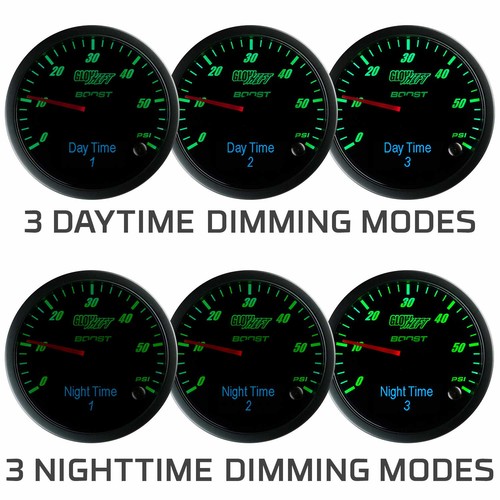 GlowShift 3in1 Diesel Combo Gauge - 60psi TURBO BOOST PYROMETER TRANS TEMP - Picture 6 of 7