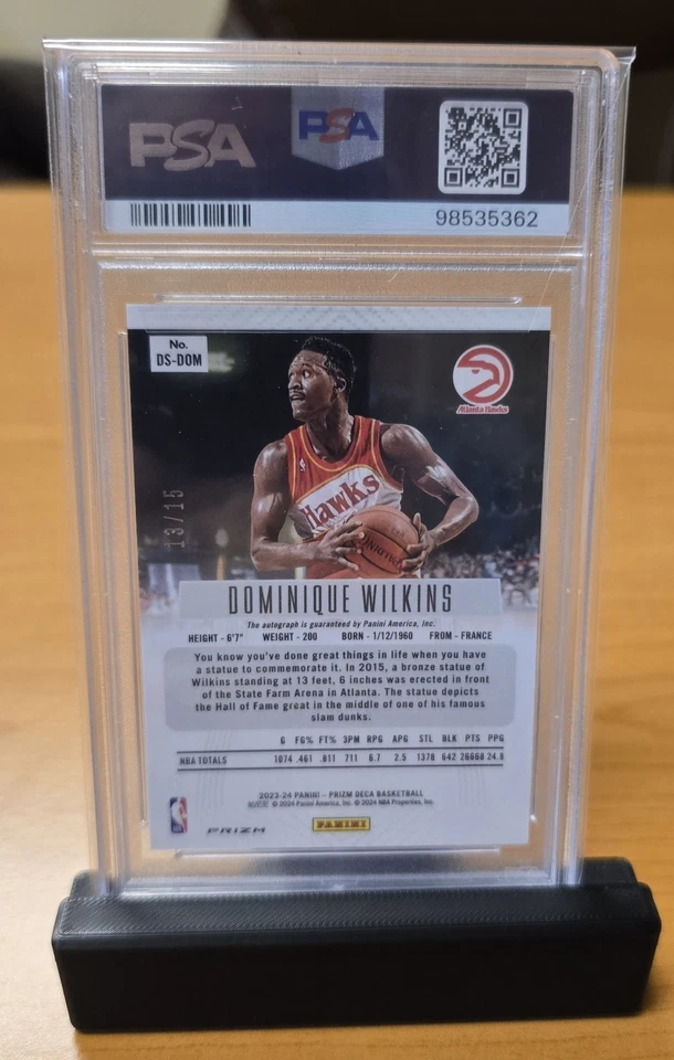 Prizm Deca #DS-DOM 2023 Signature Green Shimmer FOTL - Dominique Wilkins/15 Foto 2 de 3